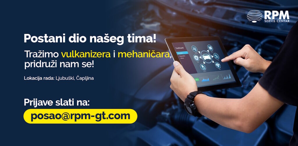 RPM Glob Trade d.o.o. raspisuje natječaj za radna mjesta: MEHANIČAR & VULKANIZER