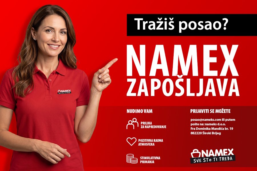 NAMEKS d.o.o. Široki Brijeg zapošljava nove djelatnike